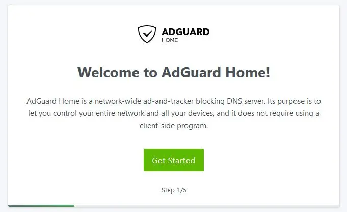 AdGuard Home getting started wizard